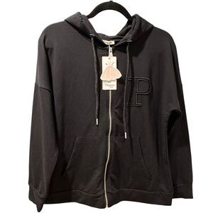 Passions Hoodie Black zip front with pockets One Size